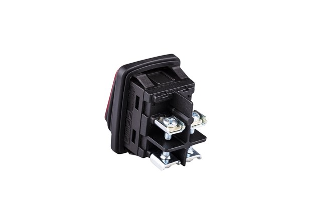 30*22mm Black Body 2NO with Illumination with Screw (0-I) Marked Red A54 Series Rocker Switch
